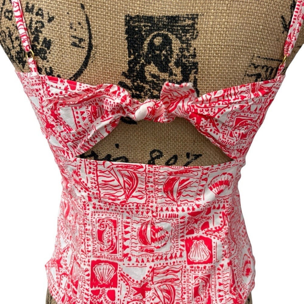 Lilly Pulitzer Shelli Stretch Top Cut Out Back Mizner Red Seaside Harbor Size 2 - Picture 4 of 9